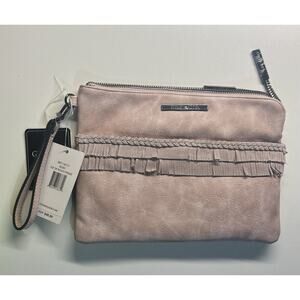 Steve Madden Blush Clutch Purse Wallet Wristlet Bag Genuine Suede NWT‎